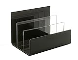 Unum Desktop Letter, Mail, File Organizer; Sorter for Makeup Palettes, Folders; Tabletop Charging Station; Handcrafted Black/Clear Acrylic