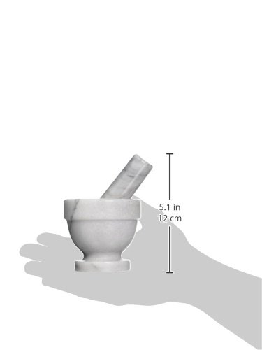 Fox Run Small Marble Mortar and Pestle Set, White, 3.5