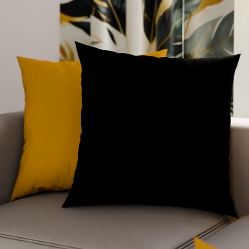 Petti Artesanos Italianos – Pair of Microfibre Cushion Covers, 60 x 60 cm, Decorative Cushions for Bedroom, Sofa, Set of 2 Cushion Covers, Double-Sided Pillow Case in Ochre Yellow and