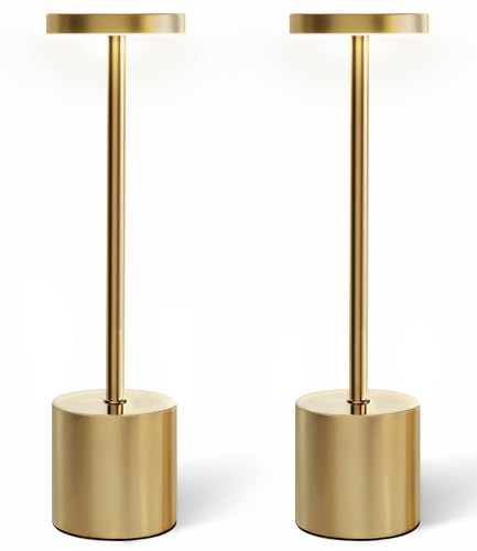 Swinerton Cordless Table Lamp Gold Rechargeable Battery