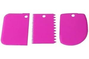 Reusable Plastic Scraper Cake Scraper Fondant Baking Kitchen Utensils Smooth Serrated Edges 3 piecesPractical and Deft