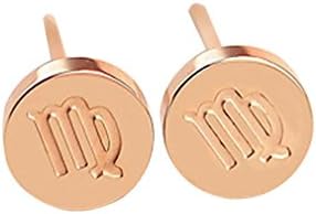 CinCinChic For Ladies 18K Rose Gold Plated Astrology Horoscope Aries Leo Libra Gemini Virgo Taurus Pisces Aquarius Pisces Cancer Scorpio Stud Earrings (Virgo)