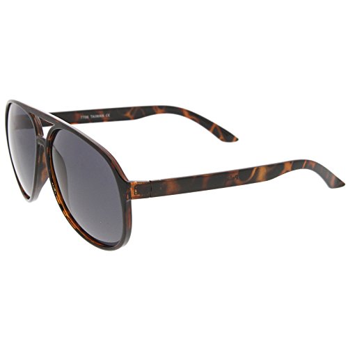 zeroUV - Retro Large Protective Polarized Lens Aviator Sunglasses 60mm (Tortoise / Smoke Polarized)