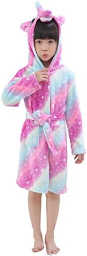 Ameyda Unisex Children's Flannel Bathrobes Hoodie, 1 Years - 13 Years