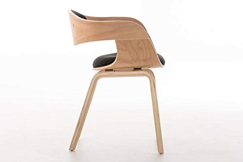 CLP-Sedia-Visitatore-Kingston-in-Tessuto-Sedia-rtro-Imbottita-con-Braccioli-e-4-Gambe-Sedia-Pranzo-in-Legno-Sedia-Conferenza-Sedia-Attesa-Design-con-Schienale-Grigio-Scuro-Natura