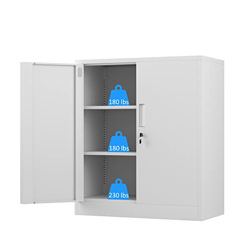 iJINGUR Metal Storage with Locking Doors and 2 Adjustable