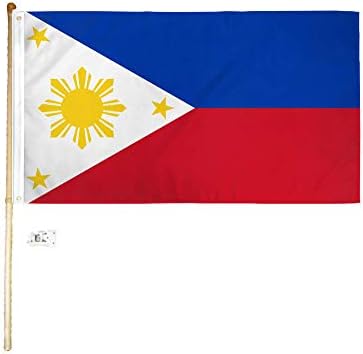 American Wholesale Superstore 3x5 3'x5' Philippines Polyester Flag with 5' (Foot) Flag Pole Kit with Wall Mount Bracket & Screws (Imported)