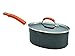 Rachael Ray Brights Hard Anodized Nonstick Sauce Pan/Saucepan with Lid, 3 Quart, Gray