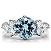 Eternal Sparkles Women's Stainless Steel Clear Blue Cubic Zirconia Stone High-Polished Ring