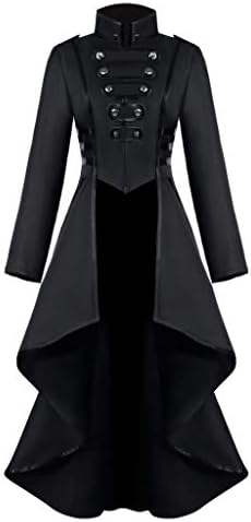 Medieval Retro Women Gothic Steampunk Button Lace Corset Halloween Costume Coat Tailcoat Jacket Long Jacket Party Cosplay Stage Costume S-XXXL