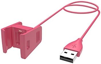 Fitbit Charge 2 Charger, Shanyue Replacement USB Charger Cable Charging Cord Cradle Dock Adapter for Fitbit Charge 2 Heart Rate + Fitness Wristband (Hot Pink)