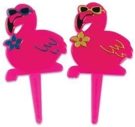 24 ct Pink Flamingo Luau Cupcake Picks