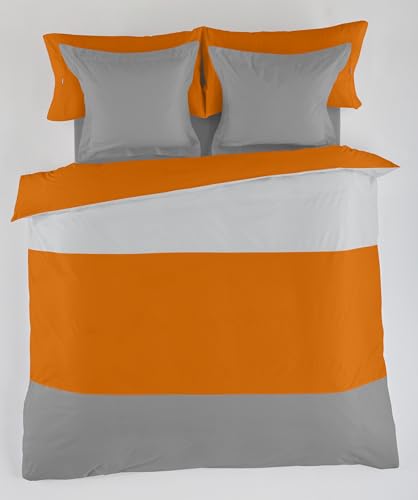 FUNDA NORDICA tricolor perlaocre-plomo - Cama de 180/200 (1 pieza) - 50% algodón / 50% poliéster - 144 hilos. Gramage: 115