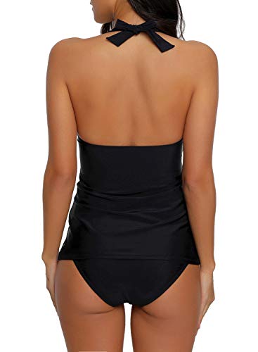 Roskiky Damen Badeanzug Zweiteiliges Halter-Tankini Set mit V-Ausschnitt – Bild 3
