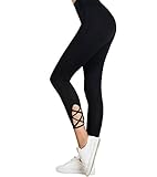 Persun Women's Black High Waist Seamless Active Sport Cropped Leggings