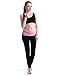 HDE Women's Maternity Yoga Pants Pregnancy Stretch Fold Over Lounge Leggings (Black with Pink, Medium)
