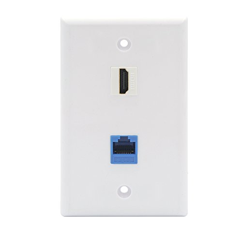 VCE 2-Port RJ45 Cat6 Keystone Jack Coupler Ethernet and HDMI Female to Female Keystone Jack Insert Wall Plate UL Listed…