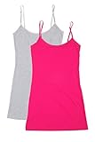 2 or 4 Pack Bozzolo Women's Junior and Plus Adjustable Spaghetti Strap Long Tank Top