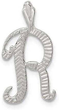 925 Sterling Silver Amp; Textured Letter R Initial Monogram Name Necklace Chain Slide Pendant Charm Fine Jewelry For Women Gifts For Her