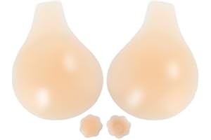 Deceny CB Sticky Bra Push Up Adhesive Bra Invisible Silicone Bra Backless Strapless Bras with Nipple Covers for Women