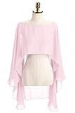 Automan Chiffon Bridal Evening Scarves Wraps Shawls For Bridesmaid Prom Wedding (One-Size, Pink)
