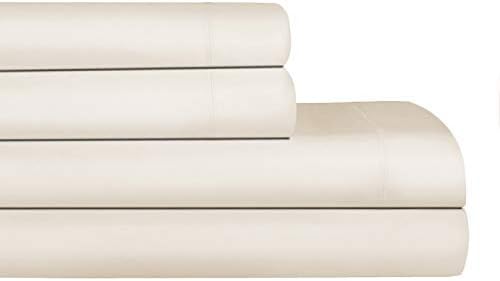 Audley Home 400 Thread Count 100% Egyptian Cotton, 4 Piece Bedsheet Set, 18” Deep Pockets, Smooth & Soft Sateen Weave, Hotel Quality (Ivory, Queen)
