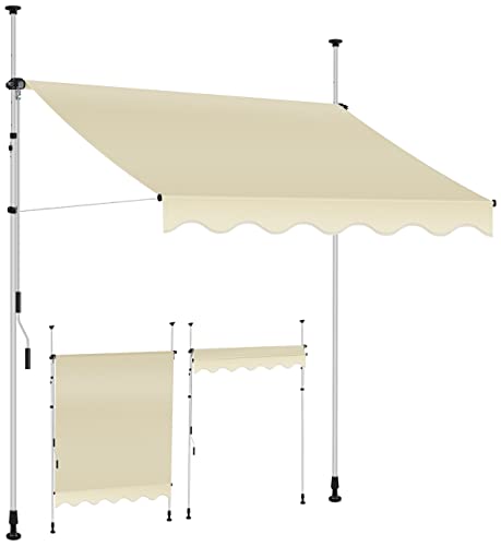 KESSER® Klemmmarkise mit Handkurbel Balkon | Balkonmarkise ohne Bohren | Markise UV-beständig höhenverstellbar & wasserabweisend | Sonnenschutz für Ba