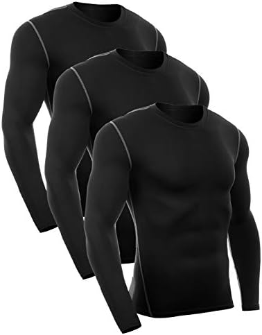 Men's Dry Fit Athletic Compression Long Sleeve Baselayer Workout T-Shirts