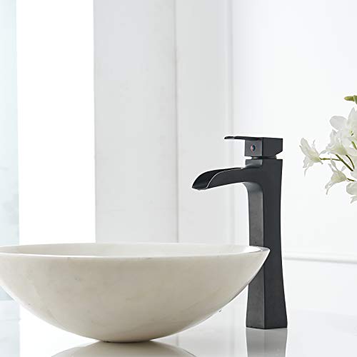 Homevacious Waterfall Bathroom Faucet Black Matte Vessel Sink Faucet