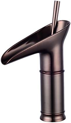 Vinteen Fashion Simple All Bronze Continental Antique Water-Tap Hot And Cold Vintage Wine Glasses Basin Single Hole Art Basin Above Counter Basin Bronze Tap Faucet ( Size : Short )