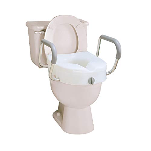 Carex EZ Lock Raised Toilet Seat with Handles 5 Inch Toilet Seat