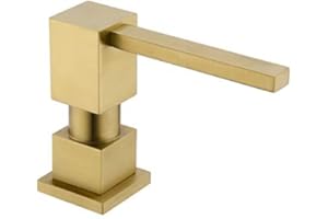 Soap Dispenser Built in for Kitchen Sink Gold, Square Pump Kitchen Dish Soap Dispenser Brass Countertop Soap Dispenser with 1