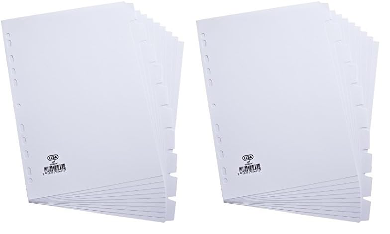 Elba A4 10 Part Card Dividers - White (Pack of 2)