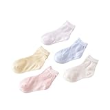 Searchself Little Girls' Cotton Breathable Mesh Thin Socks (Pack of 5)