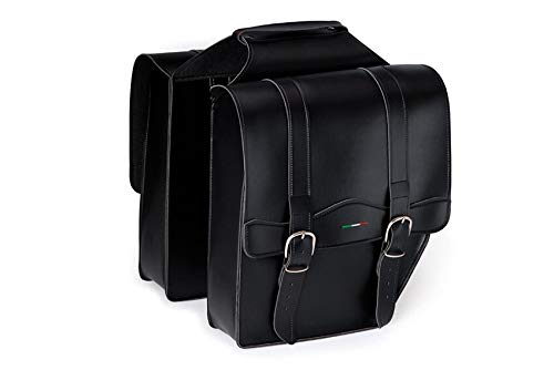 Montegrappa Leather Pannier Bike Bag with 2 Compartments black