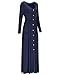 VOTEPRETTY Women's V-Neck Long Sleeve Casual Loose Button Maxi Long Dress with Pockets(Navy,XXL)