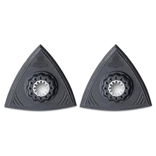 FEIN Schleifplatte, superweich, VE 2 St., Starlock Aufnahme, Kunststoff-Traegerplatte, Dreiecksform, superweiche Ausfuehrung, Klettenhaftteil.Kantenlaenge 80 mm