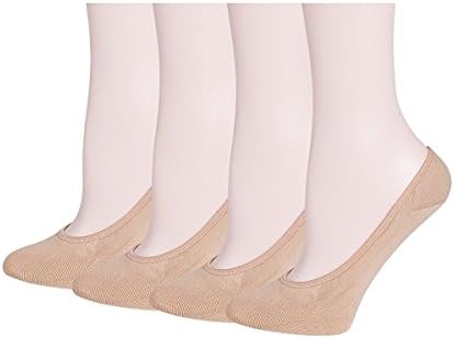 Mxinran 4 Pack Womens Cotton Non-Slip No Show Socks Low Cut Invisible Hidden Liners Socks (Beige)