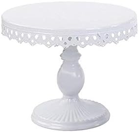 dewdropy Cake Stand, European Style Rose Fine Porcelain Round Pedestal Cake Stand Off White