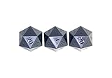 3 Pack! GameScience: Coal Black D20 Polyhedral Dice - Opaque Un-Inked Precision Edge Dice - 3 Piece Bundle