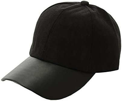 MHIK MHK Leather Suede Adjustable Baseball Cap Hat (Black)