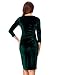 InsNova Emerald Green Long Sleeve Velvet Wedding Guest Dress Bodycon Wrap Cocktail Dress (Small)