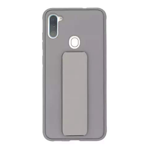 Wrist Strap with Magnetic Holder Back Cover for Samsung Galaxy A11/ M11 (Gray)