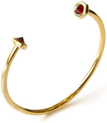 Bolts Bracelet in gold inlaid with red stones, Arm bracelet, Arm cuff, Stackable bracelet, Stacking jewelry
