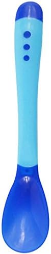 Baby Safe Temperature Sensor ,kaifongfu Baby Silicone Spoon Children Tableware (blue)