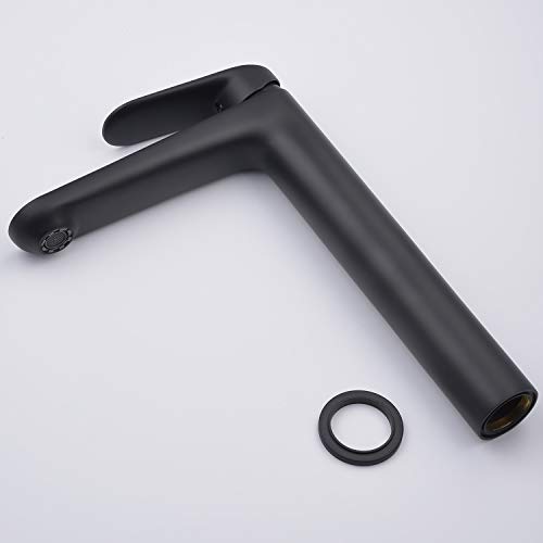 Contemporary Black Single Handle One Hole Bathroom Vessel Sink Faucet Commercial, Lavatory Vanity Vessel Sink Mixer Tap Tall Spout Deck Mount Plumbing Fixtures - Thumbnail 4