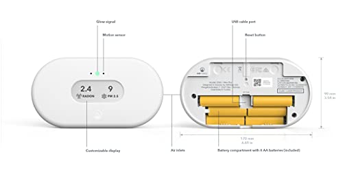 Airthings 2960 View Plus - Battery Powered Radon & Air Quality Monitor (PM, CO2, VOC, Humidity, Temp, Pressure) - View 3