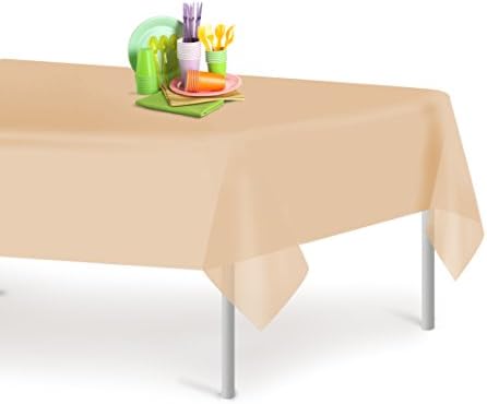 Ivory 12 Pack Premium Disposable Plastic Tablecloth 54 Inch. x 108 Inch. Decorative Rectangle Table Cover By Grandipity