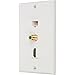 BUYER'S POINT HDMI, Coax & Ethernet Wall Plate | UL Listed HMDI 2.0, Coax & Cat6 Ethernet RJ45 Port w/Single Gang Mounting Bracket, Perfect for Smart HDTVs and Network Devices (White) — 1 Pack