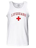 Gs-eagle Men's M101TT PRINTED LIFEGUARD GRAPHIC COTTON Tank Top,Small,White